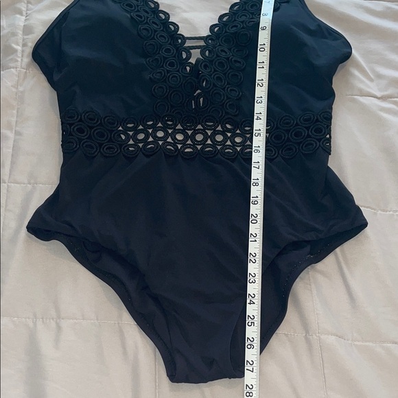 BECCA Black Scallop Lace One Piece Swimsuit - Picture 10 of 11